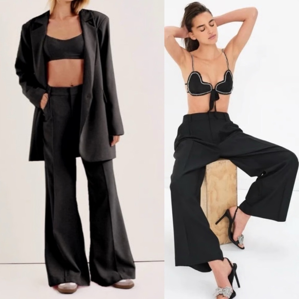 For Love And Lemons Shannon Flared Pant Trouser Black Medium Minimal Clean S